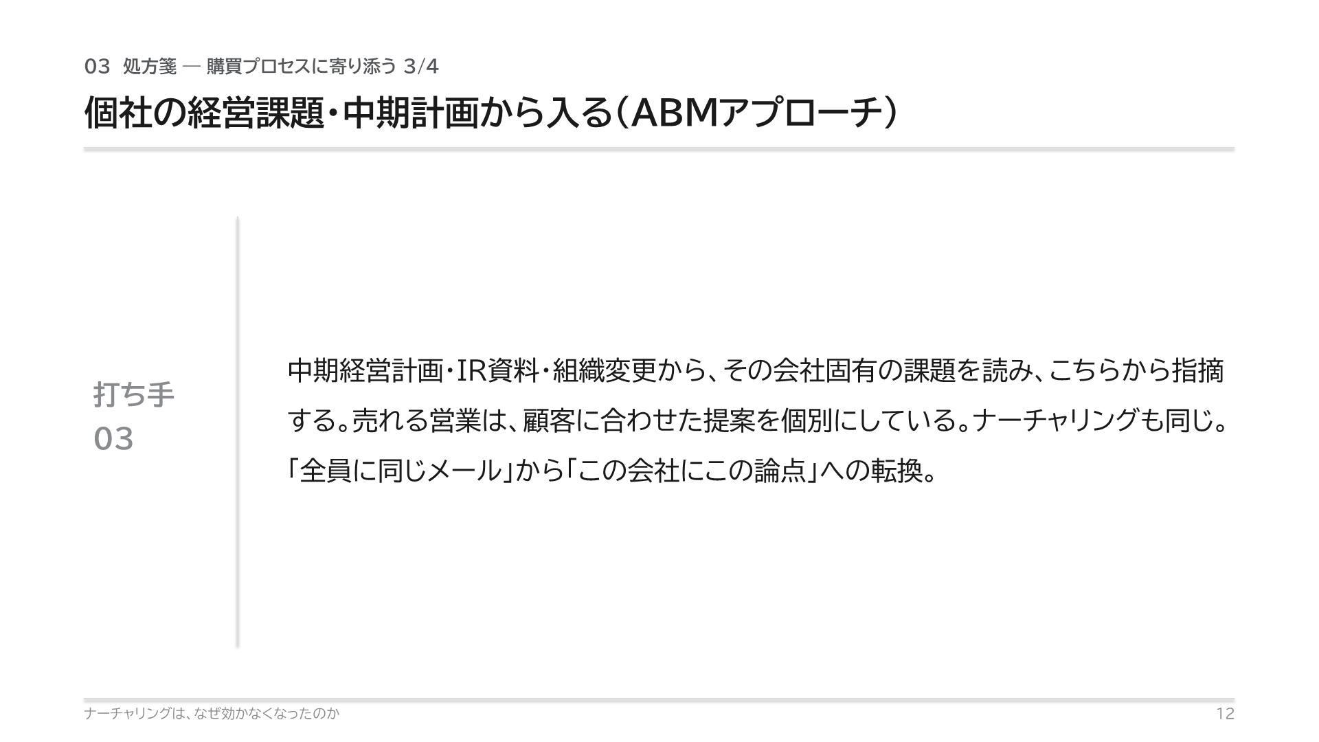 打ち手03：個社の経営課題・中期計画から入る（ABMアプローチ）